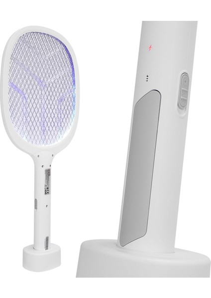Güncelçarşı Type-C Şarjlı Uv Işıklı Sinek Raketi 1200MAH 3000V Çıkış Dik Durabilen Uv Mor Işıklı Elektrikli Raket Sinek Kovucu, Asonic AS-A25