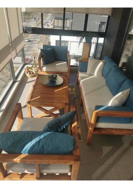 Hera 3+1+1 Bahçe Balkon Teras Ahşap Oturma Grubu