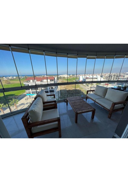 Trian 2+1+1 Bahçe Balkon Teras Ahşap Oturma Grubu