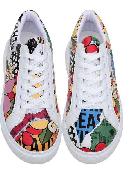 Kadın Vegan Deri Çok Renkli Sneakers - Creative Mess Tasarım