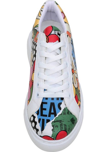 Kadın Vegan Deri Çok Renkli Sneakers - Creative Mess Tasarım modelleri