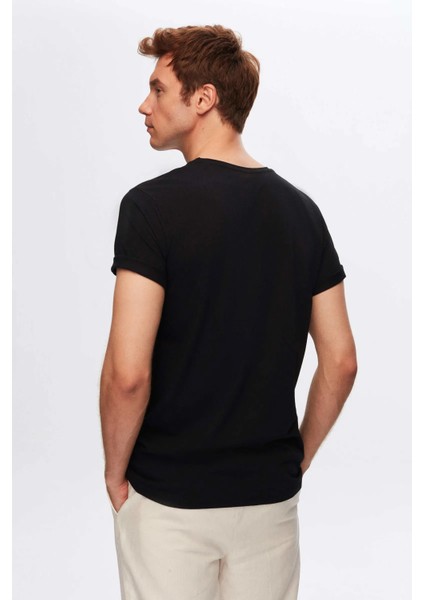 Ds Damat Slim Fit Siyah 3'lü Set V Yaka T-Shirt modelleri