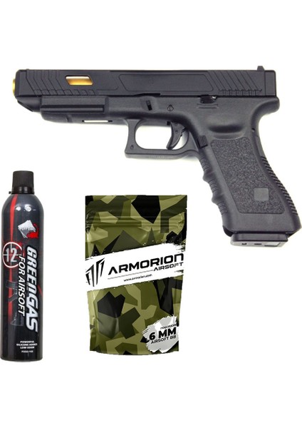 Glock G34 Ttı Airsoft Tabanca – Siyah – Silikonlu Green Gas 600 Ml – 0.20g Bb – 1kg