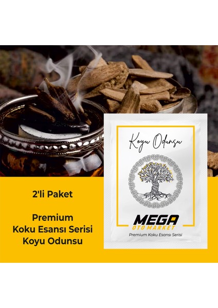 2'li Paket Araba Havalandırma Klima Koku Klipsi Yedek Kartuş Pedi 5 Ad. Premium Koyu Odunsu