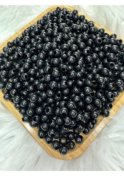 Plastik Makrome Boncuk 10 Mm 25 Gr (50 Adet) Siyah