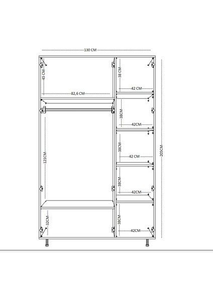 3 Kapaklı Gardırop PARLAK BEYAZ MDFLAM 205 cm *130 cm *53 cm 3KGM002 fırsatları