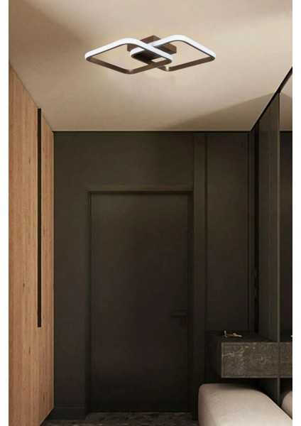 Kare Hol,antre,yatak Odası,çocuk Odası Için Modern LED Avize Siyah Kasa Beyaz Işık