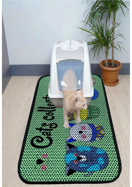 Aktunç Xxl Büyük Boy Elekli Tuvalet Önü Desenli Kedi Kumu Paspası 60 x 120 cm