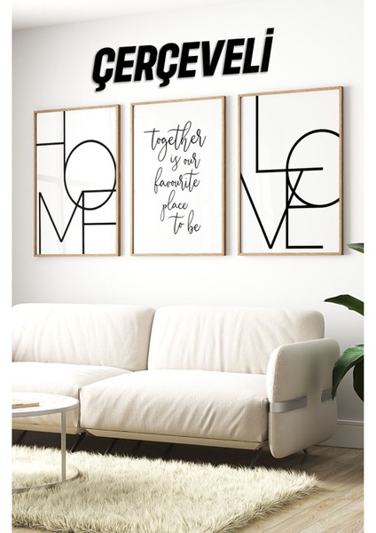 Dekorize Mdf Tablo Seti 3 Parça 3 mm - Çerçeveli Salon Oturma Odası Için Duvar Dekoru 3011