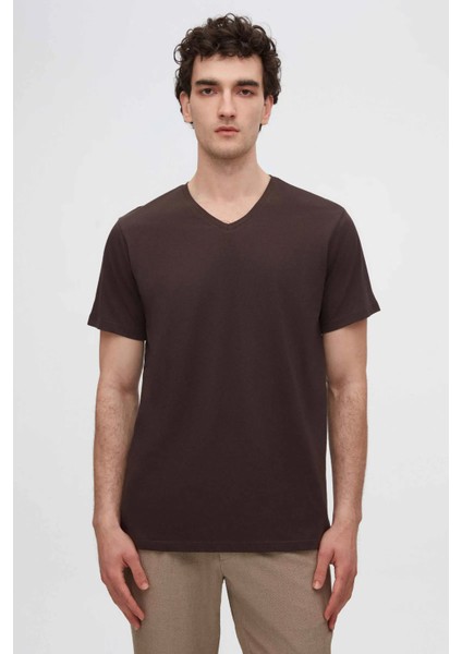 Ds Damat Slim Fit Kahve/bej/beyaz 3'lü Set V Yaka T-Shirt fiyatları
