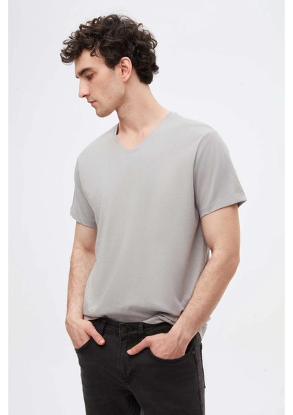 Ds Damat Slim Fit Siyah/gri/beyaz 3'lü Set V Yaka T-Shirt fiyatları