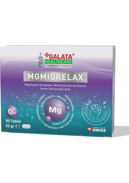 Mgmigrelax Magnezyum L-THERONAT,Q10 30 Tb