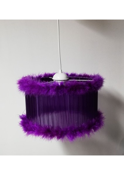 Beyaz Kırmızı Pembe Siyah Kız Erkek Çocuk Odası Tüylü Avize Yatak Odası Avizesi Çap 30 cm