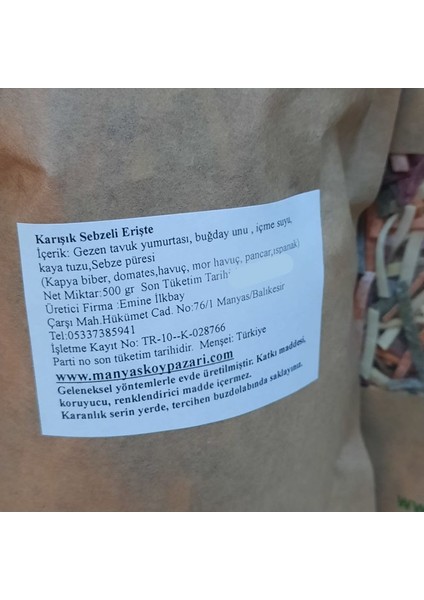Karışık Sebzeli Yumurtalı Erişte 500gr fiyatları
