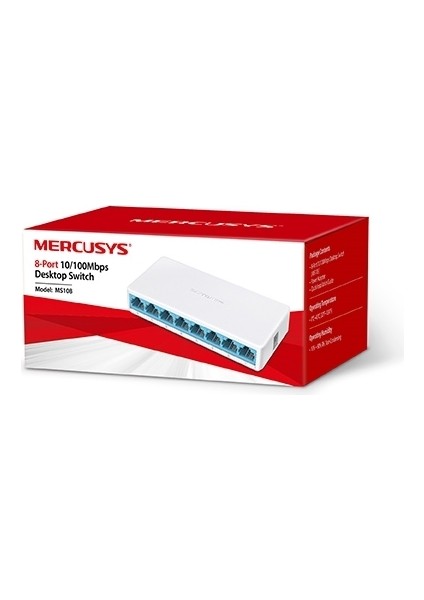 TP-LINK MERCUSYS MS108 8PORT 10/100 YÖNETİLEMEZ SWITCH