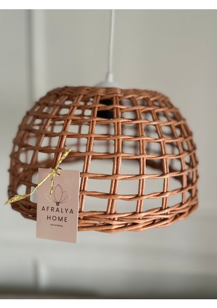 Salon-Yatak Odası-Mutfak Avizesi Rattan Craftpaper El Yapımı Avize (Duy Dahil) (Hasır- Rattan)
