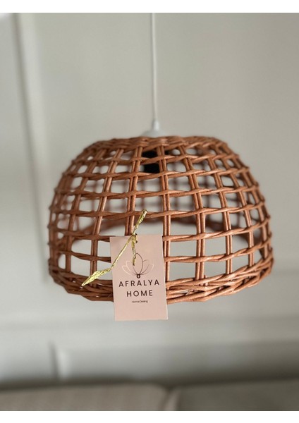 Salon-Yatak Odası-Mutfak Avizesi Rattan Craftpaper El Yapımı Avize (Duy Dahil) (Hasır- Rattan)
