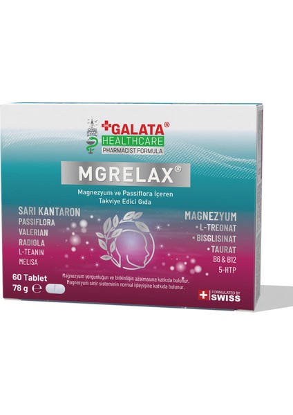 Mgrelax Magnezyum L-Theronat ,pasiflora 30 Tb