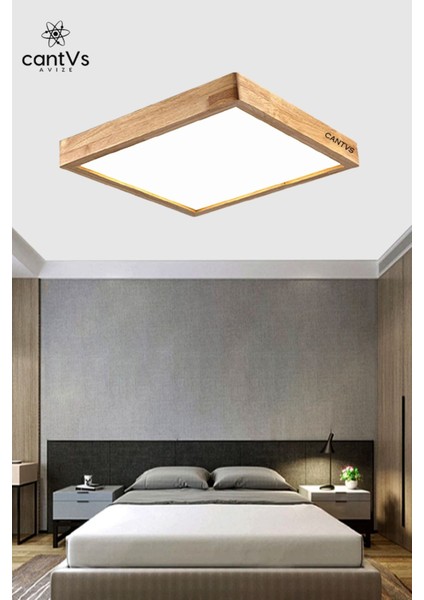 Ahşap Çerçeveli Tavan LED 60 x 60 cm Panel Aydınlatma Avize Salon Yatak Odası Mutfak Beyaz fiyatları