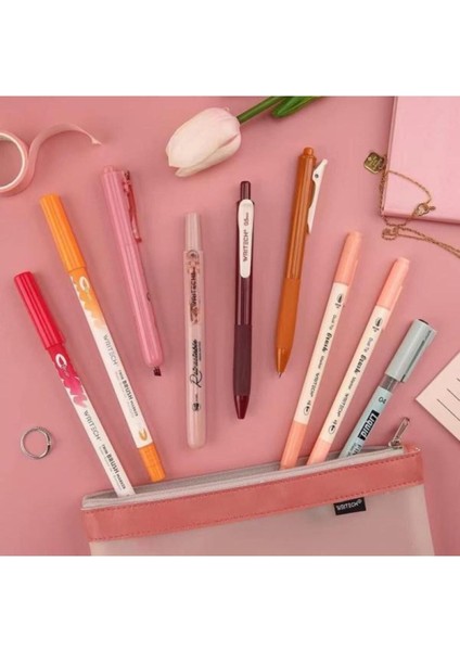 Wrıtech W-JK03-3 Dusk Kalem Seti (Kırmızı-Pembe) - 9'lu Set