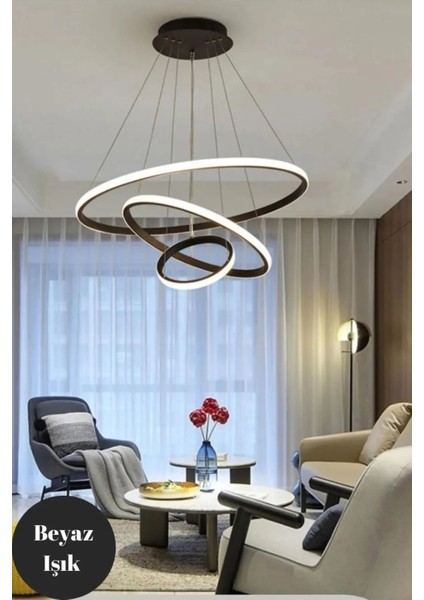 Frieza Siyah Kasa,3 Halkalı, Beyaz LED Işık Salon,oturma Odası, Yatak Odası Için LED Avize modelleri