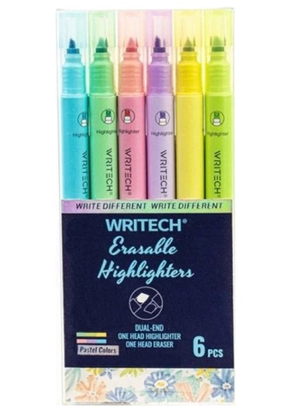 Wrıtech W-822 Silinebilir Fosforlu Kalem Neon - 6'lı Set