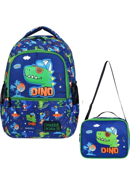 Lisanslı Dino Desenli Ilkokul Çantası & Beslenme Çantası