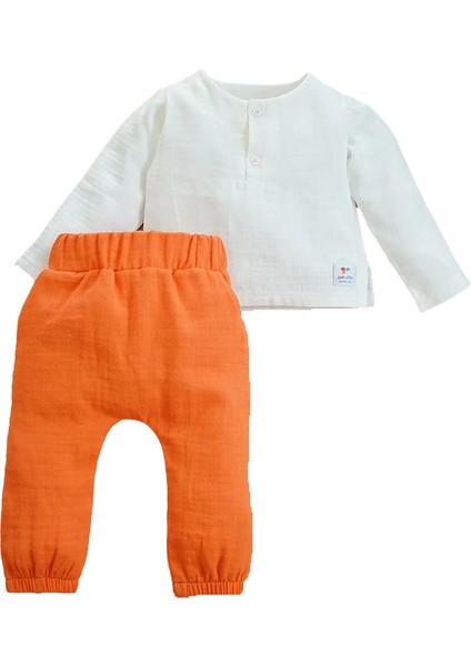 x Ipek Atlas Kız Erkek Bebek Çocuk Müslin Ikili Takım