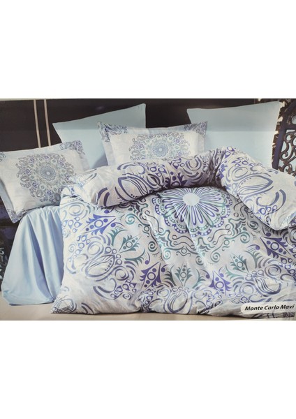 Çift Kişilik Pamuk Saten Nevresim Takımı Montecarlo Mavi fiyatları