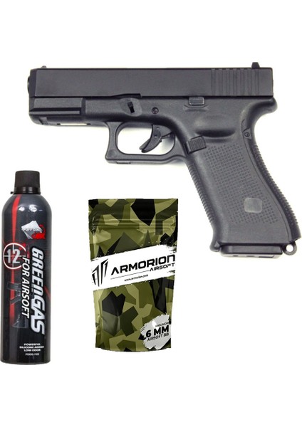 Glock G19x Airsoft Tabanca – Siyah – Silikonlu Green Gas 600 Ml – 0.20g Bb – 1kg