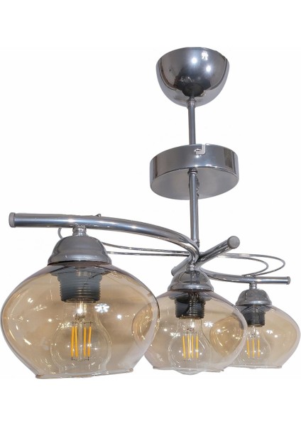 Rengin Krom 3 Lü Modern Camlı Avize Salon - Mutfak - Yatak Odası fiyatları
