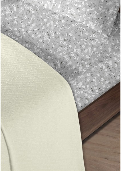%100 Pamuk Doria Krem Tek Kişilik Pike Takımı 160 x 230 cm