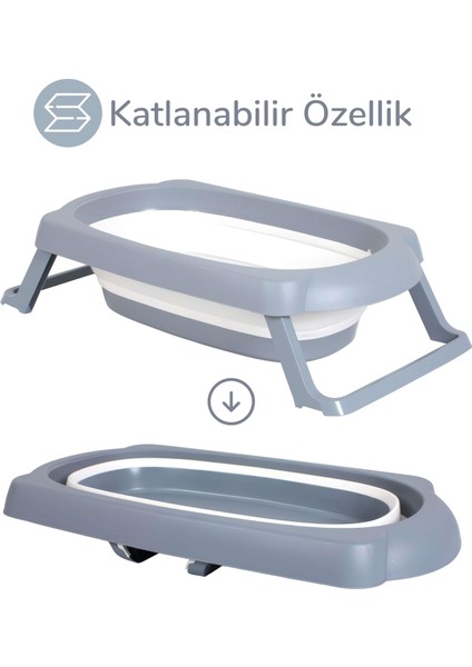 3 Parça Bebek Küvet Seti, Bebek Banyo Küveti, Katlanır Küvet 50 Litre