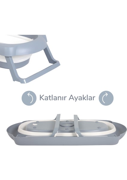 3 Parça Bebek Küvet Seti, Bebek Banyo Küveti, Katlanır Küvet 50 Litre