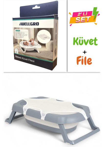 2 Parça Katlanır Bebek Küveti ve Filesi, Katlanır Küvet