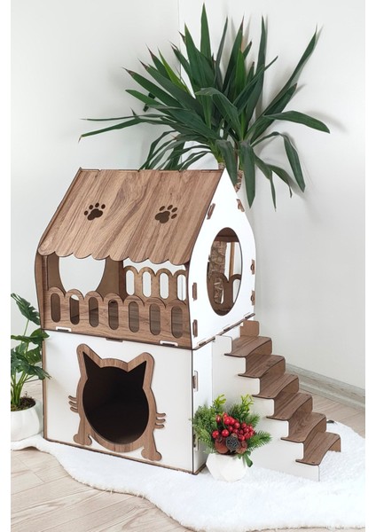 Kedi Evi 2 Katlı Merdivenli