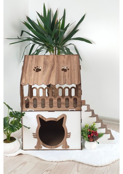Kedi Evi 2 Katlı Merdivenli