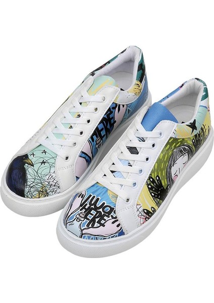 Kadın Vegan Deri Çok Renkli Sneakers - I Was Here Tasarım