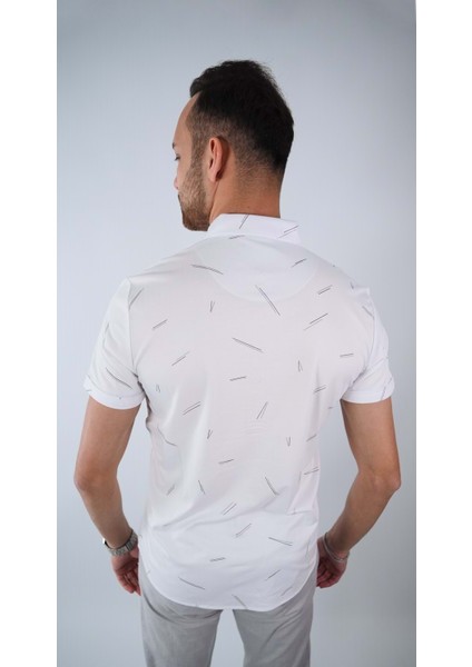 Erkek Desenli Beyaz Kısa Kol Gömlek fiyatları
