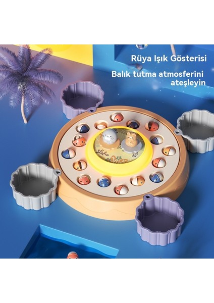 Döner Manyetik Balıkçılık Oyuncak Çocuk Bulmaca Çok Fonksiyonlu Müzik Oyuncak (Yurt Dışından)
