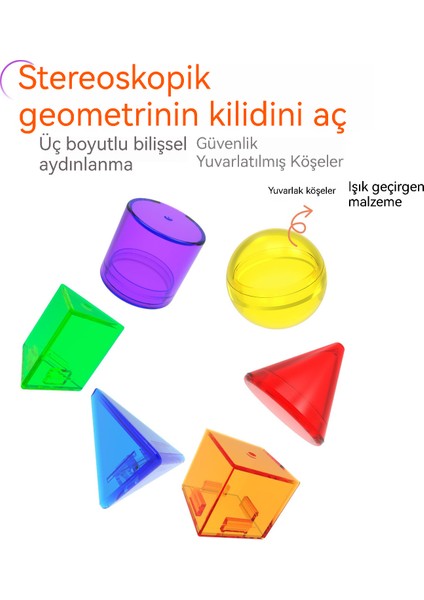Selvi Konserve Erken Eğitim Yardım 60 Adet Üç Boyutlu Geometrik Öğretim Yardım (Yurt Dışından) modelleri