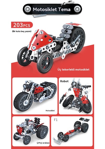 Çocuk Vida Montaj 3D Metal Mühendislik Araba Eğitici Çelik Oyuncak (Yurt Dışından)
