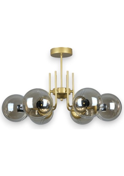 Tanya Modern Tasarım Mutfak - Salon - Yatak Odası - Tavan Eskitme Renk Bal Camlı 6 Lı Avize fiyatları