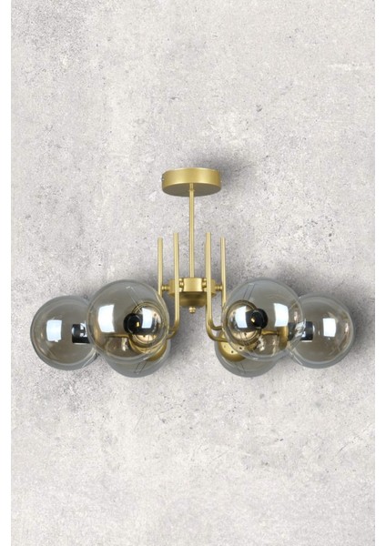 Tanya Modern Tasarım Mutfak - Salon - Yatak Odası - Tavan Eskitme Renk Bal Camlı 6 Lı Avize fırsatları