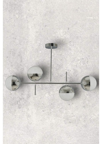 Çello Modern Tasarım Metal Krom Renk Cafe - Salon - Mutfak – Yatak Odası – LED 4'lü Avize modelleri
