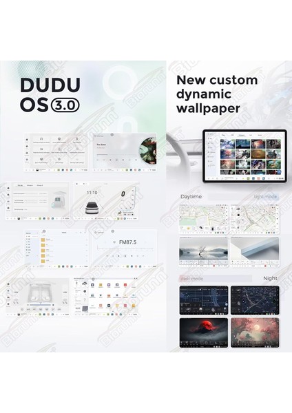 Duduauto Dudu7 11.5" 2k QLED Android 13, 8+128GB 360° Panaromik Kameralı UIS7870 Chipset Universal Akıllı Araç Multimedyası