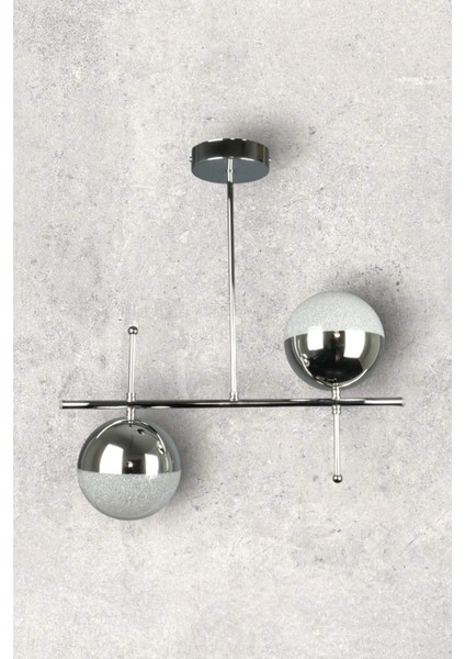 Çello Modern Tasarım Metal Krom Renk Cafe - Salon - Mutfak – Yatak Odası – LED 2'li Avize