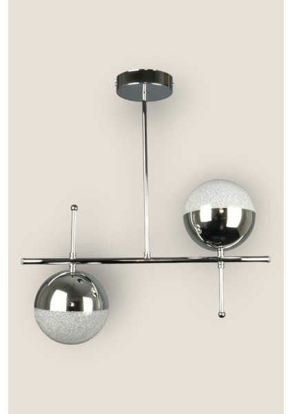 Çello Modern Tasarım Metal Krom Renk Cafe - Salon - Mutfak – Yatak Odası – LED 2'li Avize