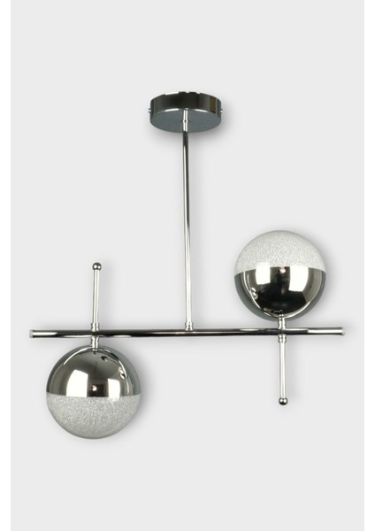 Çello Modern Tasarım Metal Krom Renk Cafe - Salon - Mutfak – Yatak Odası – LED 2'li Avize