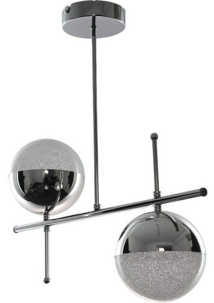 Çello Modern Tasarım Metal Krom Renk Cafe - Salon - Mutfak – Yatak Odası – LED 2'li Avize